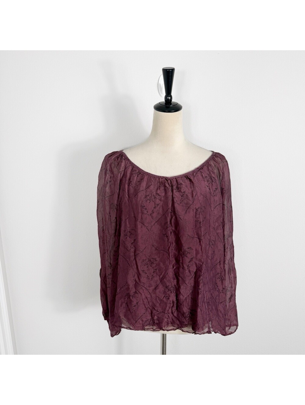 Piazza Roma Women's Silk Blend Blouse Purple Floral Made In Italy Luxury Medium